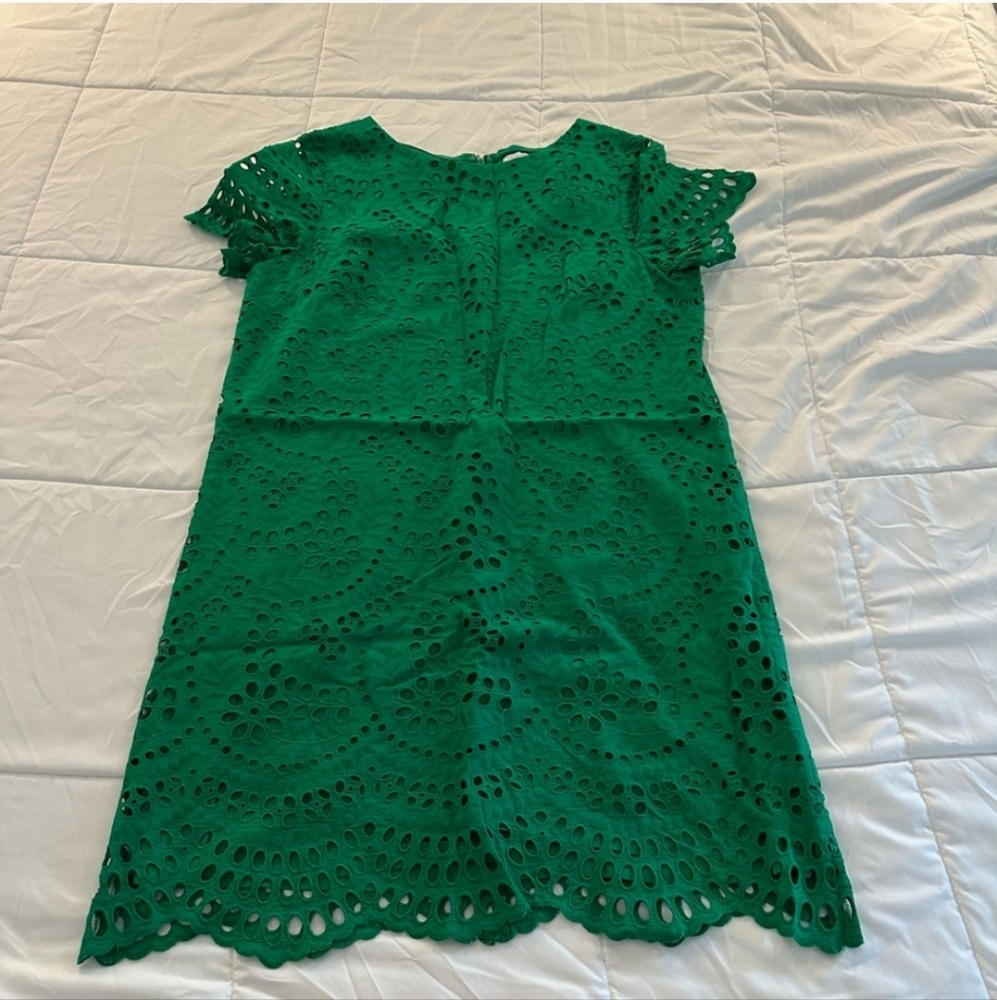 Preston & York Eyelet Lace Scallop Hem Cocktail Dress in Kelly Green Sz 14 - Picture 2 of 6